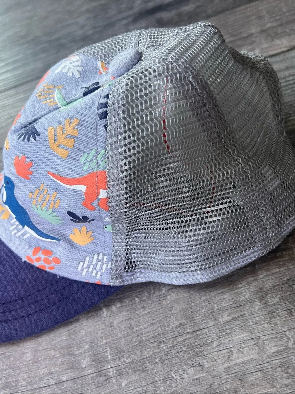 Target Kids Dinosaur Print Baseball Hat in Gray and Navy